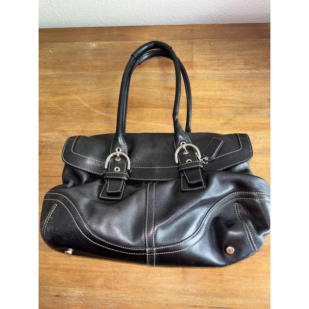 Y2K vintage coach leather bag black